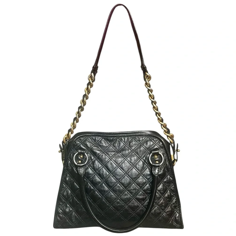 Marc Jacobs Black Quilted Goatskin Leather Two Way Karlie Handbag Shoulder Bag